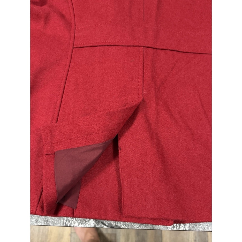 Old Navy Women's Wool Blend Double Breasted Pea Coat Button Front Pockets Red L - Picture 5 of 8